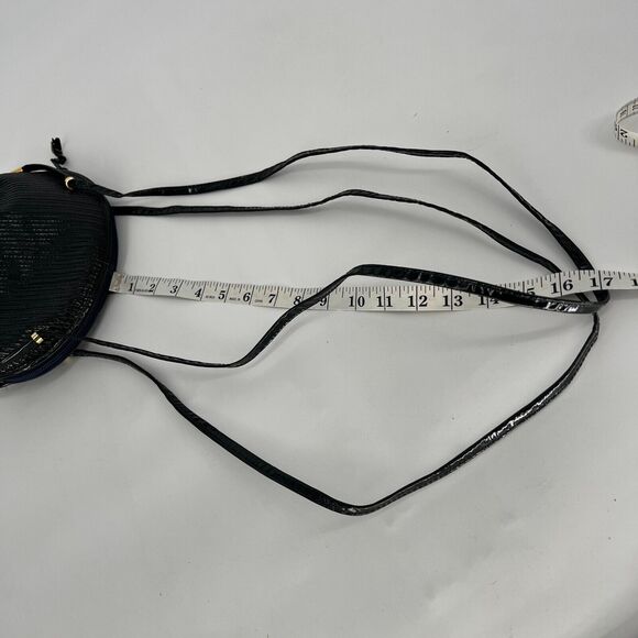 Vtg Saks‎ Fifth Avenue Handbag Green Crossbody Italy Circle Ball Patent Leather - Picture 13 of 15